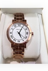 Anne Klein Anne Klein Watch Round Case Roman Numeral Rose Gold-Tone Alloy Metal Bracelet