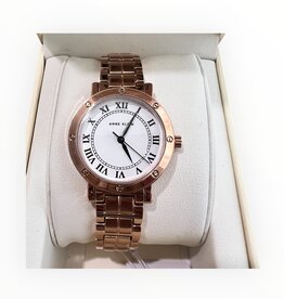 Anne Klein Anne Klein Watch Round Case Roman Numeral Rose Gold-Tone Alloy Metal Bracelet