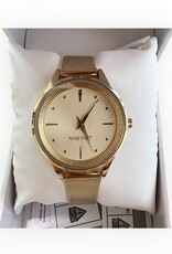 Nine West Nine West Watch Round Case Yellow Gold-Tone Mesh Bracelet