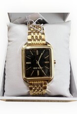 Nine West Nine West Watch Square Black Textured Dial Yellow Gold Tone Adjustable Bracelet