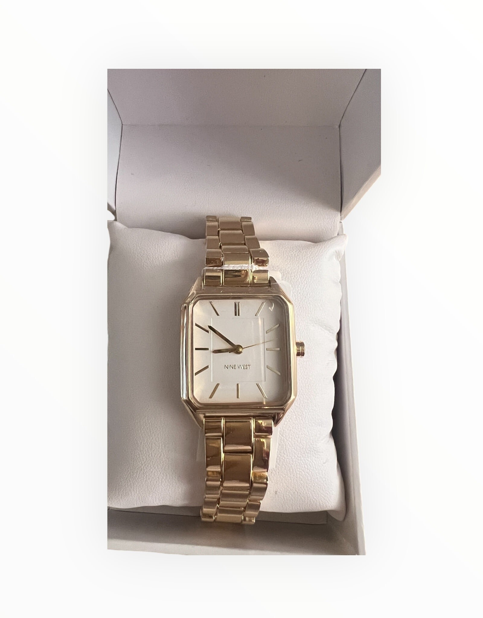 Nine West Nine West Square White Dial Yellow Gold Bracelet