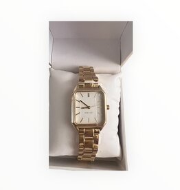 Nine West Nine West Square White Dial Yellow Gold Bracelet
