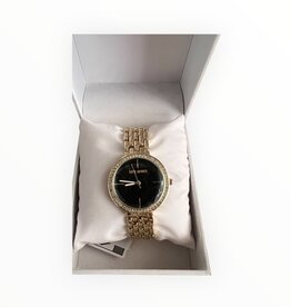 Steve Madden Steve Madden Watch Round Black Dial Yellow Gold Tone Bracelet