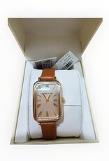 Anne Klein Anne Klein Watch Rectangular Roman Numerals Faux Leather Strap