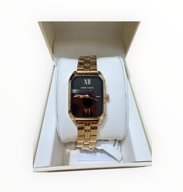 Anne Klein Anne Klein Watch Rectangular Black Alloy Face Yellow Gold Tone Bracelet