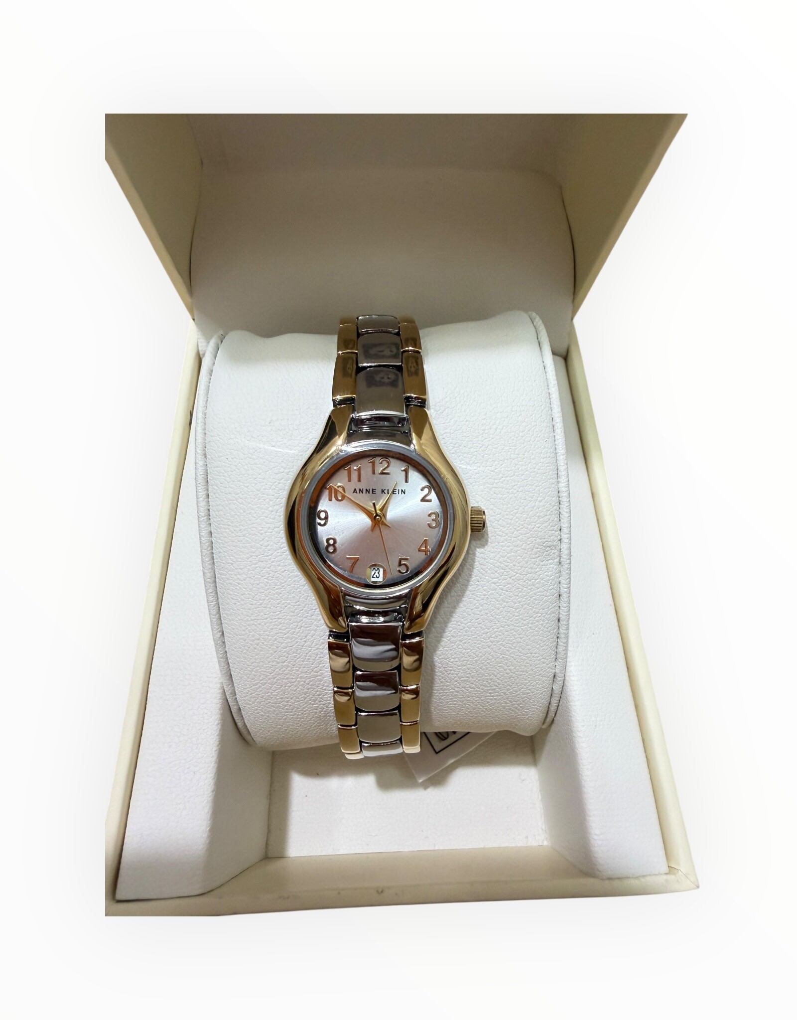 Anne Klein Anne Klein Watch Round Case Number Numerals 24mm Two Tone Silver & Yellow Gold Tone Bracelet