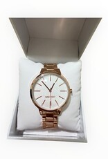Nine West Nine West Watch Round White Case Rose Gold Tone Bracelet