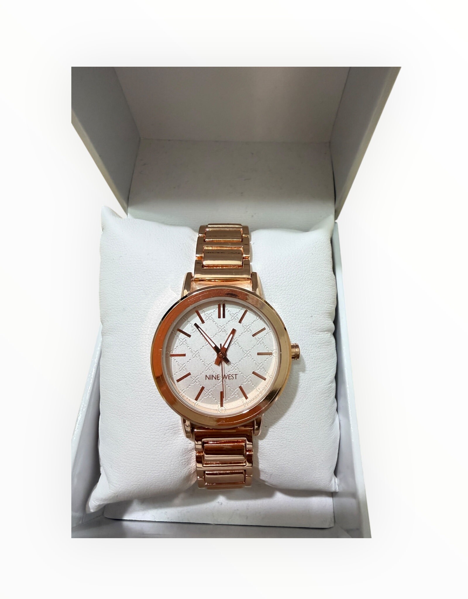 Nine West Nine West Round White Face Rose Gold Tone Bracelet