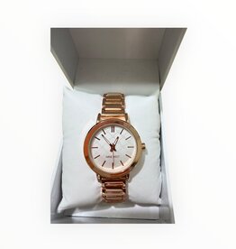 Nine West Nine West Round White Face Rose Gold Tone Bracelet