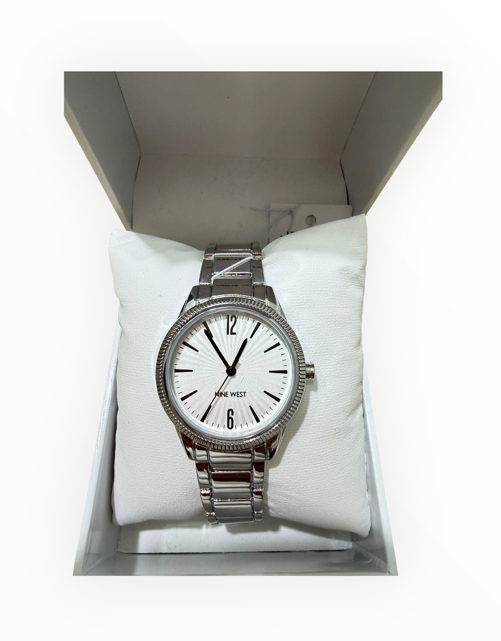 Nine West Nine West Watch Round White Case Silver Tone Bracelet