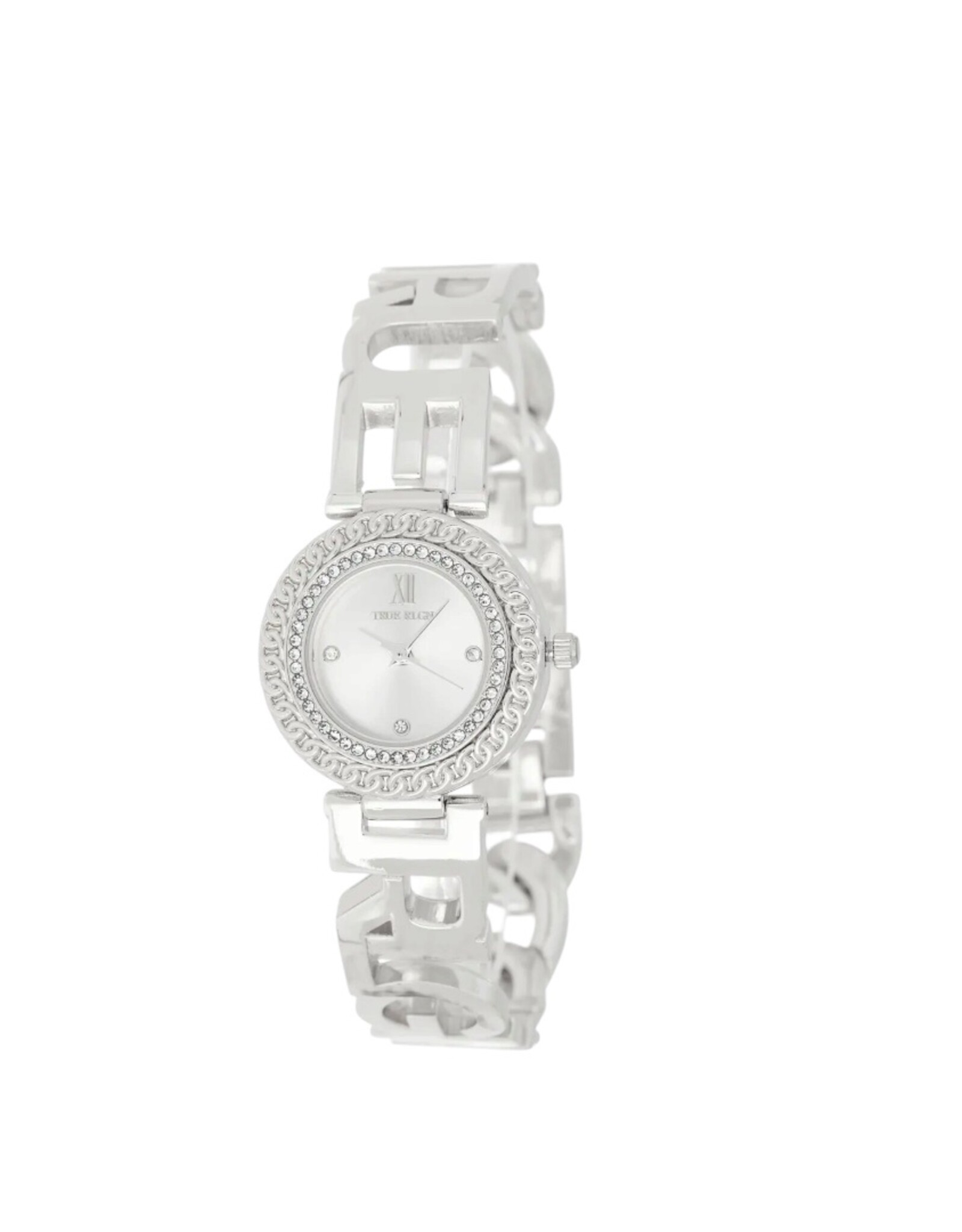 True Religion True Religion Watch Round Case with Crystals Logo Stainless Steel Bracelet