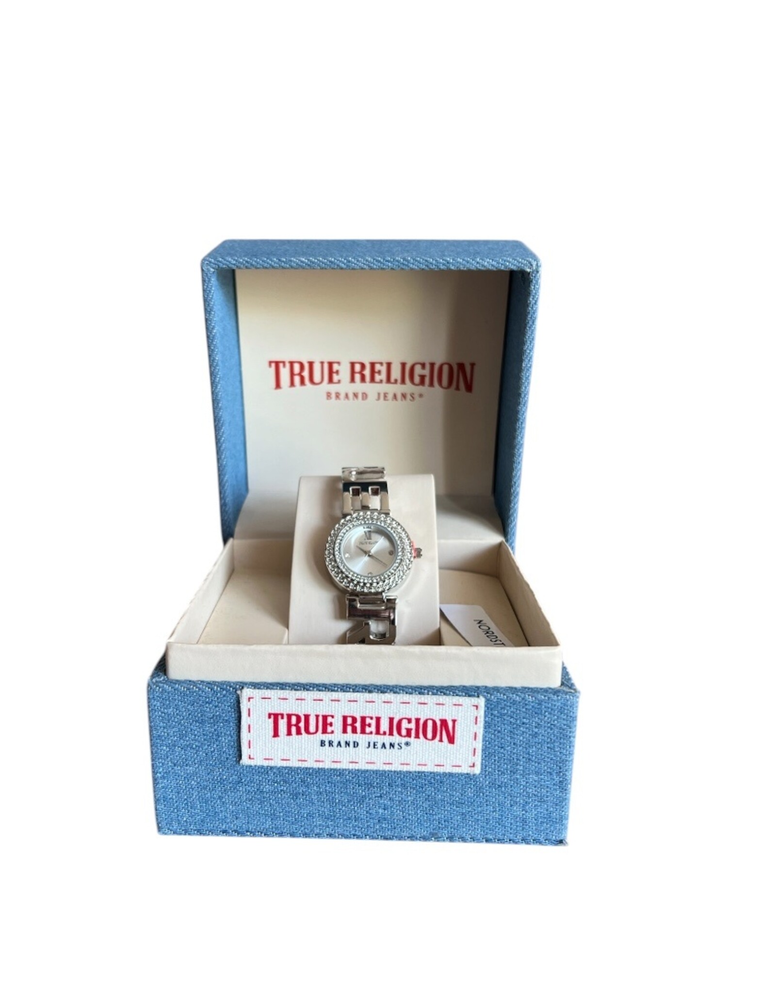 True Religion True Religion Watch Round Case with Crystals Logo Stainless Steel Bracelet
