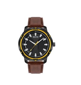 Kenneth Cole Reaction Kenneth Cole Reaction Watch Black Yellow Trim Case Leather Strap