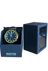 Kenneth Cole Reaction Kenneth Cole Reaction Watch Black Yellow Trim Case Leather Strap