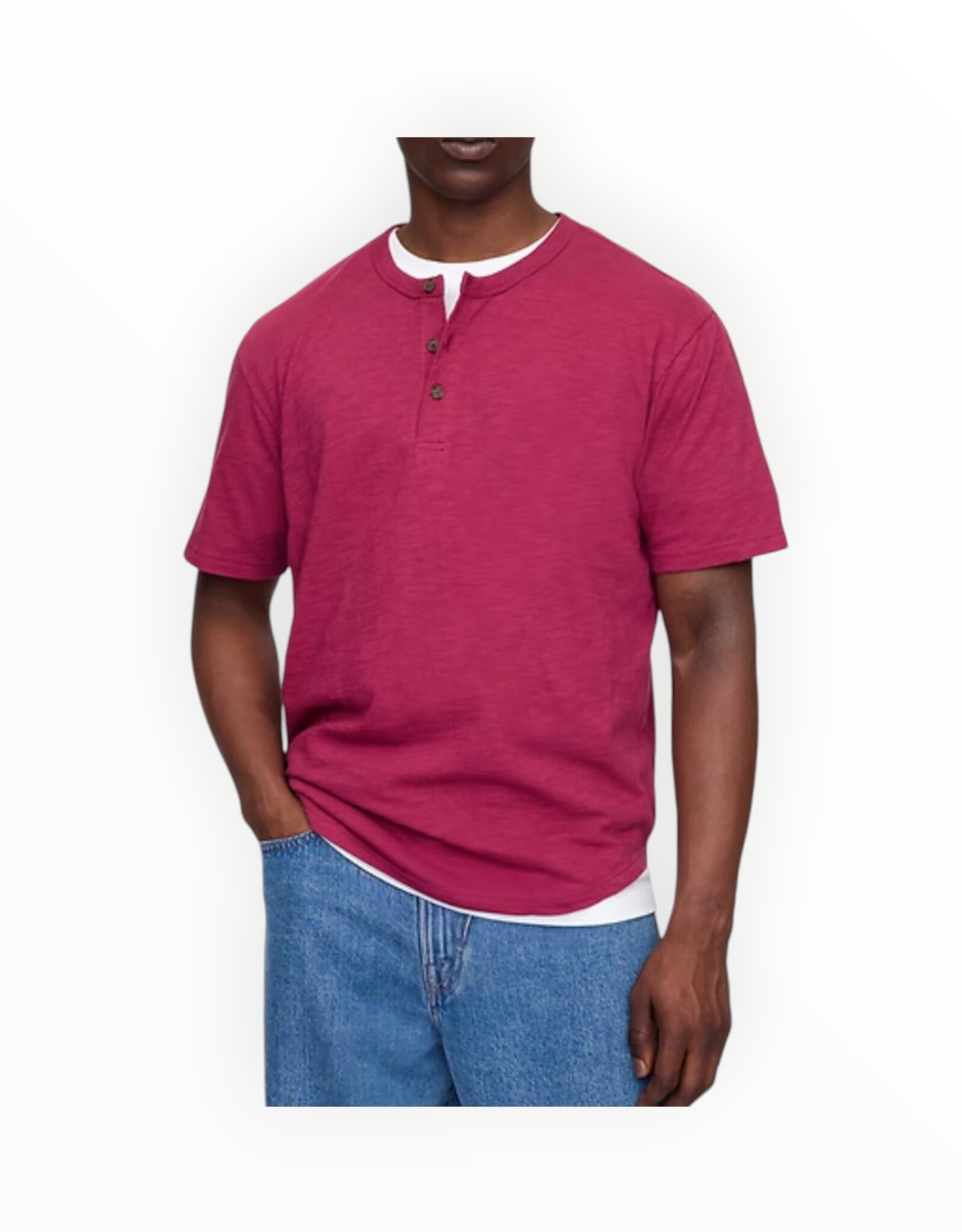 Gap Gap Lived-In Relaxed Curved Hem Henley T-Shirt