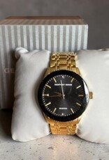 Geoffrey Beene Geoffrey Beene Men’s Watch Round Black Dial Yellow Gold Tone Bracelet