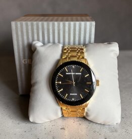 Geoffrey Beene Geoffrey Beene Men’s Watch Round Black Dial Yellow Gold Tone Bracelet