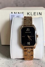 Anne Klein Watch Octagonal Black Dial Roman Numerals Yellow Gold Tone