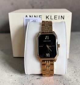 Anne Klein Watch Octagonal Black Dial Roman Numerals Yellow Gold Tone