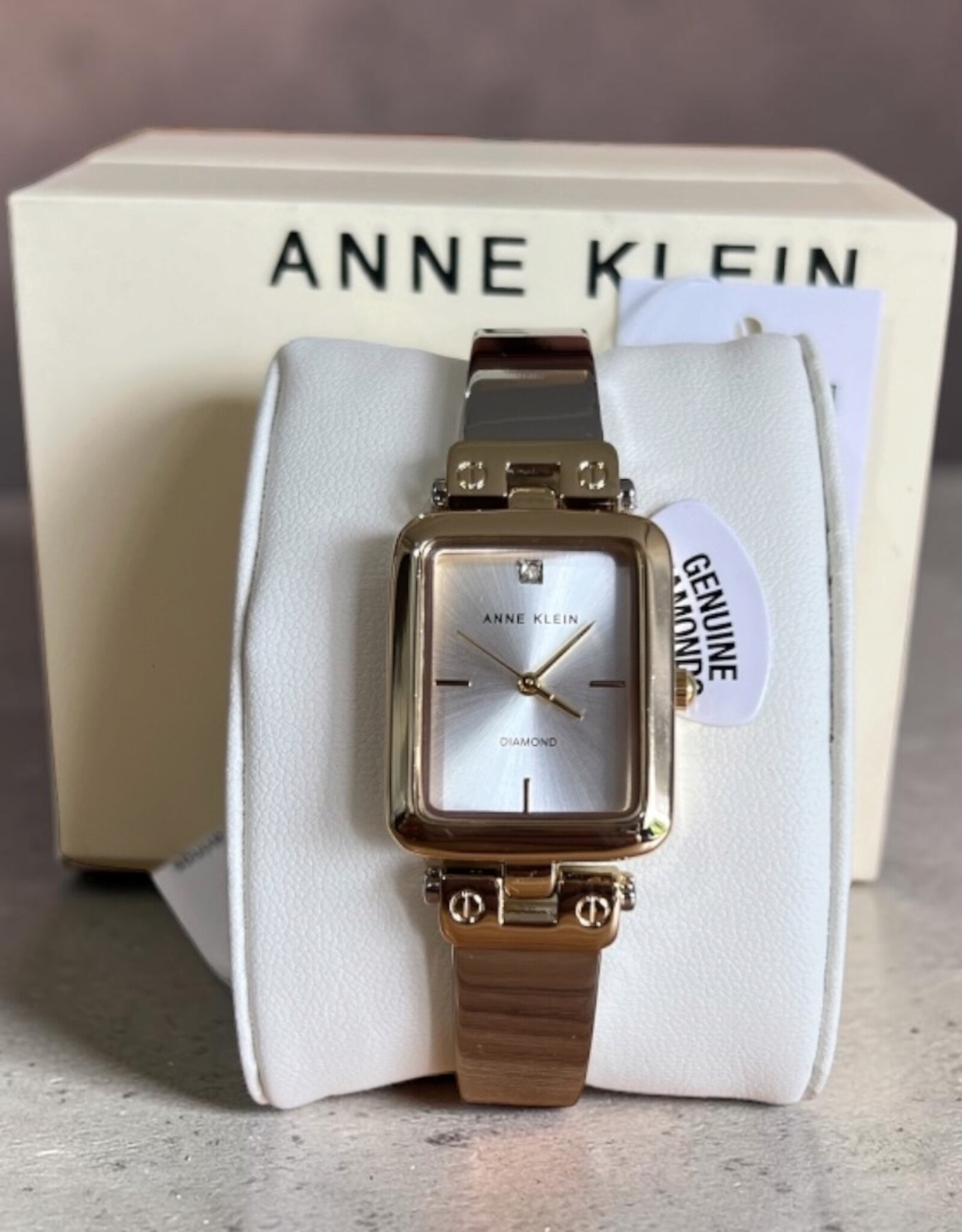 Anne Klein Anne Klein Watch Rectangular Champagne Dial Bangle Bracelet