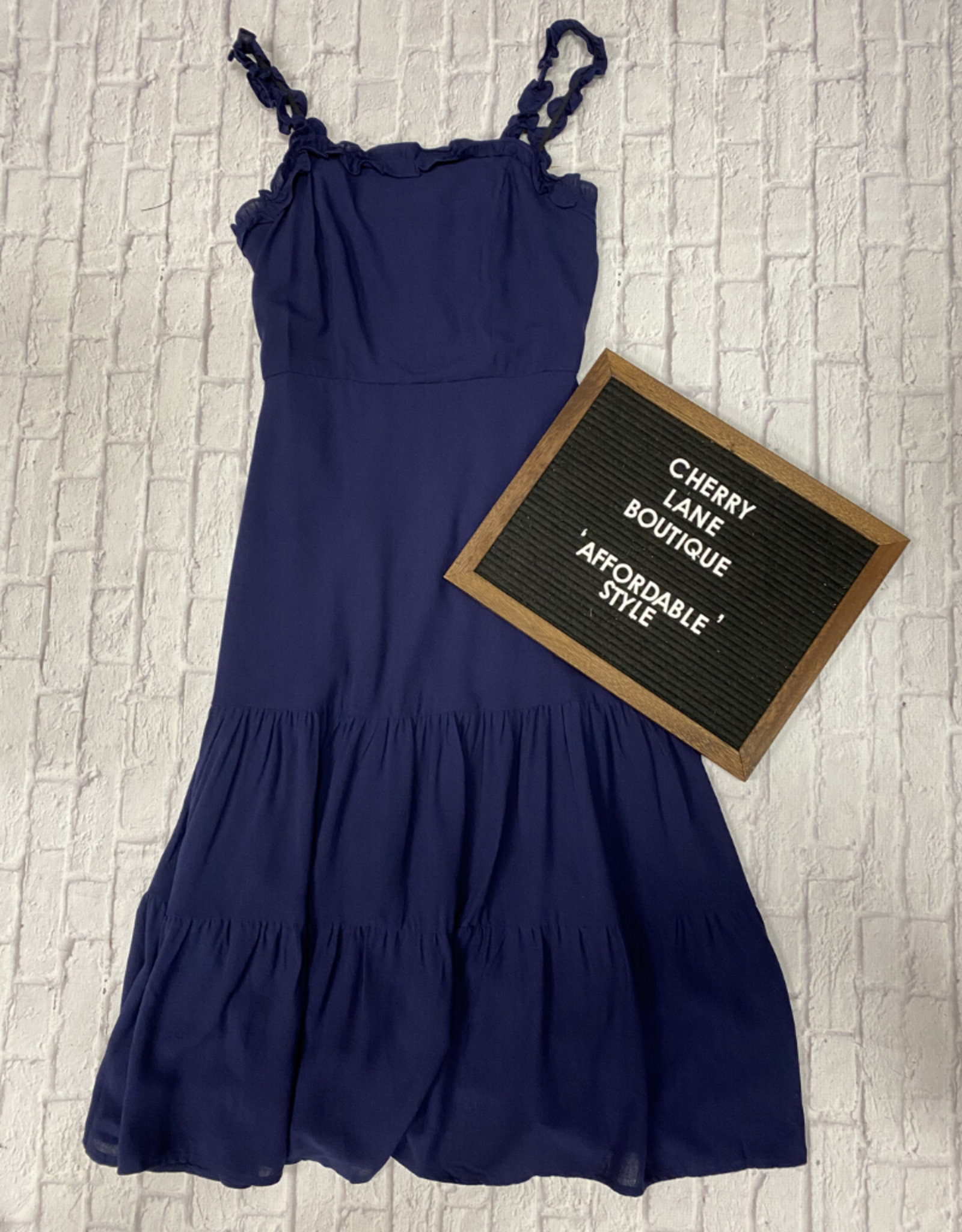 ruffle strap midi dress