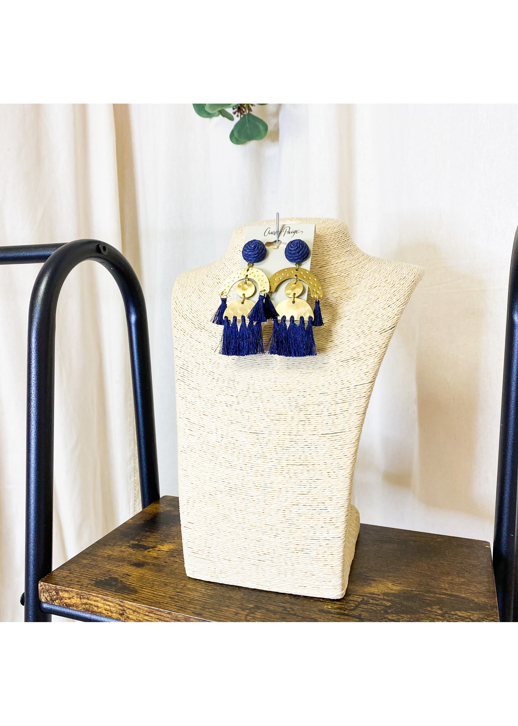 Navy Shape Tassel EAR