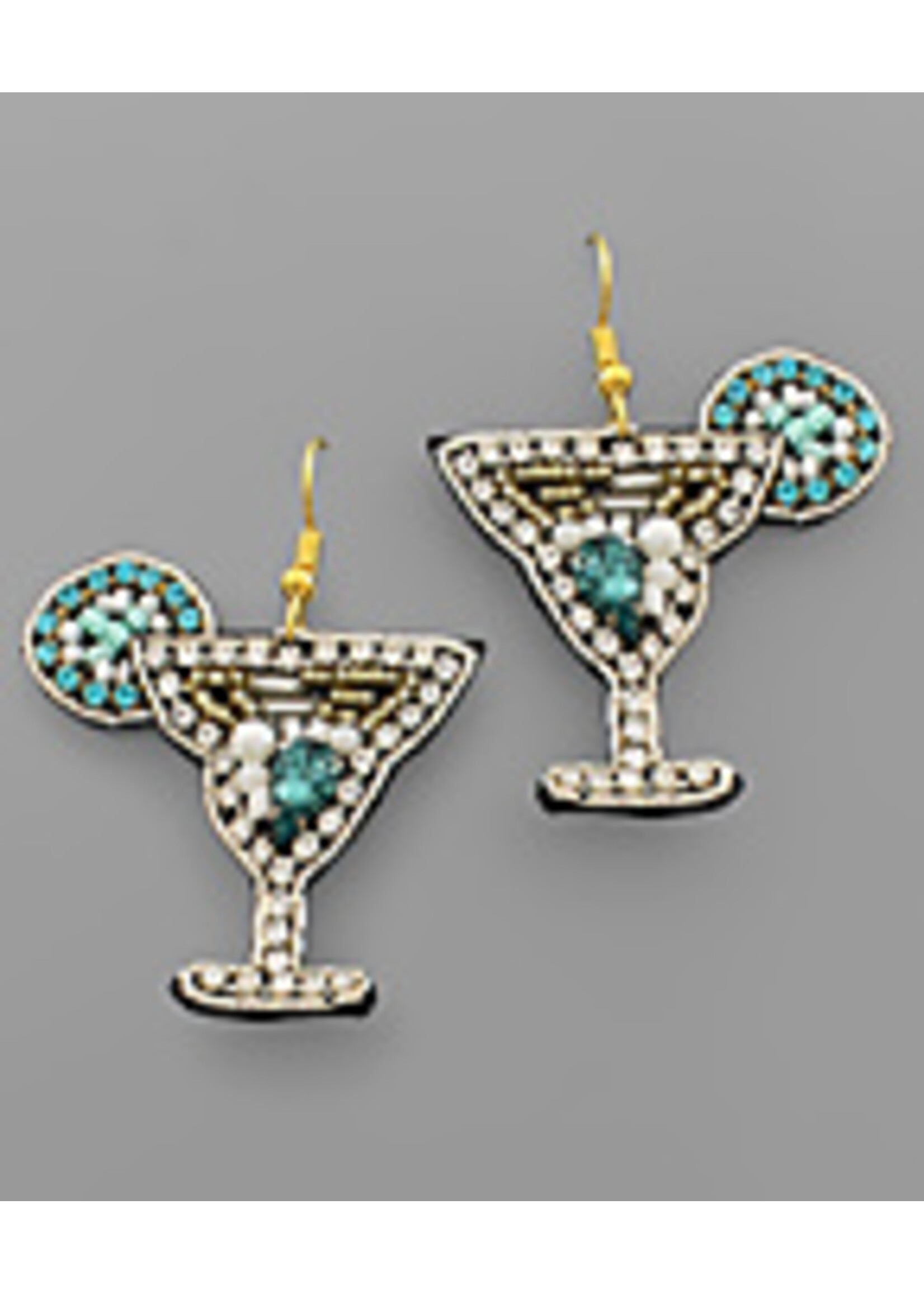 Jeweled Cocktail Glass Earrings