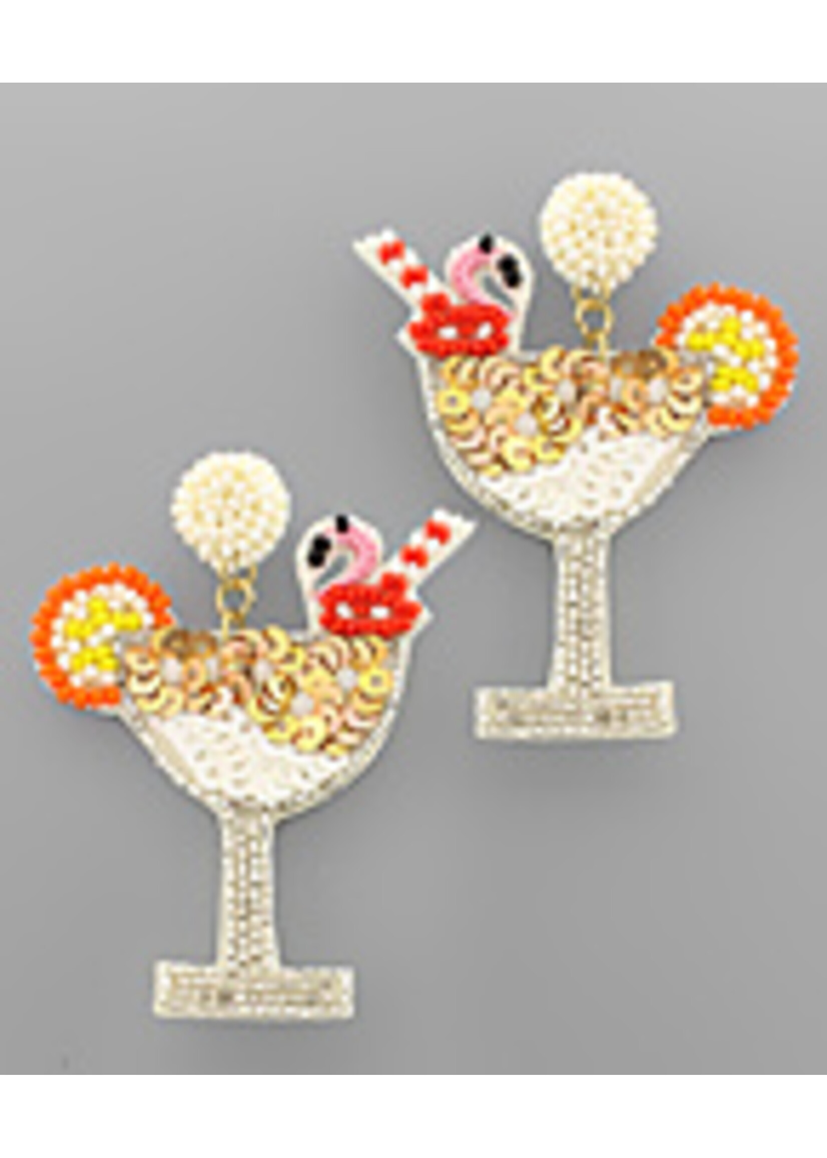 Flamingo Cocktail Glass Earrings