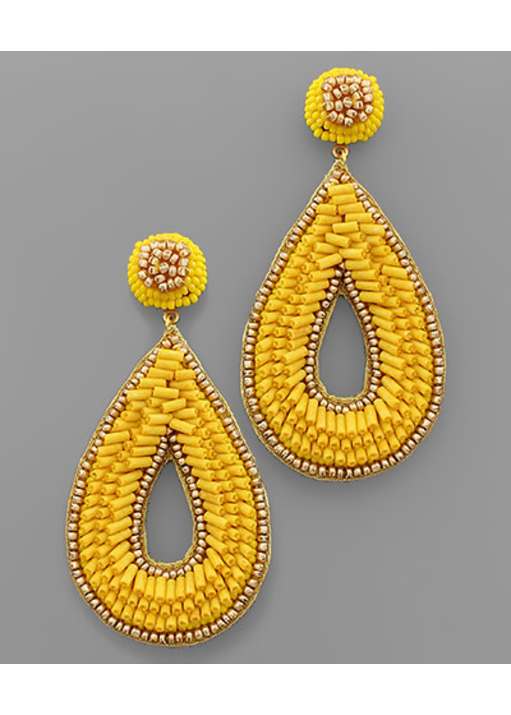 Bugle Beaded Teardrop Earrings