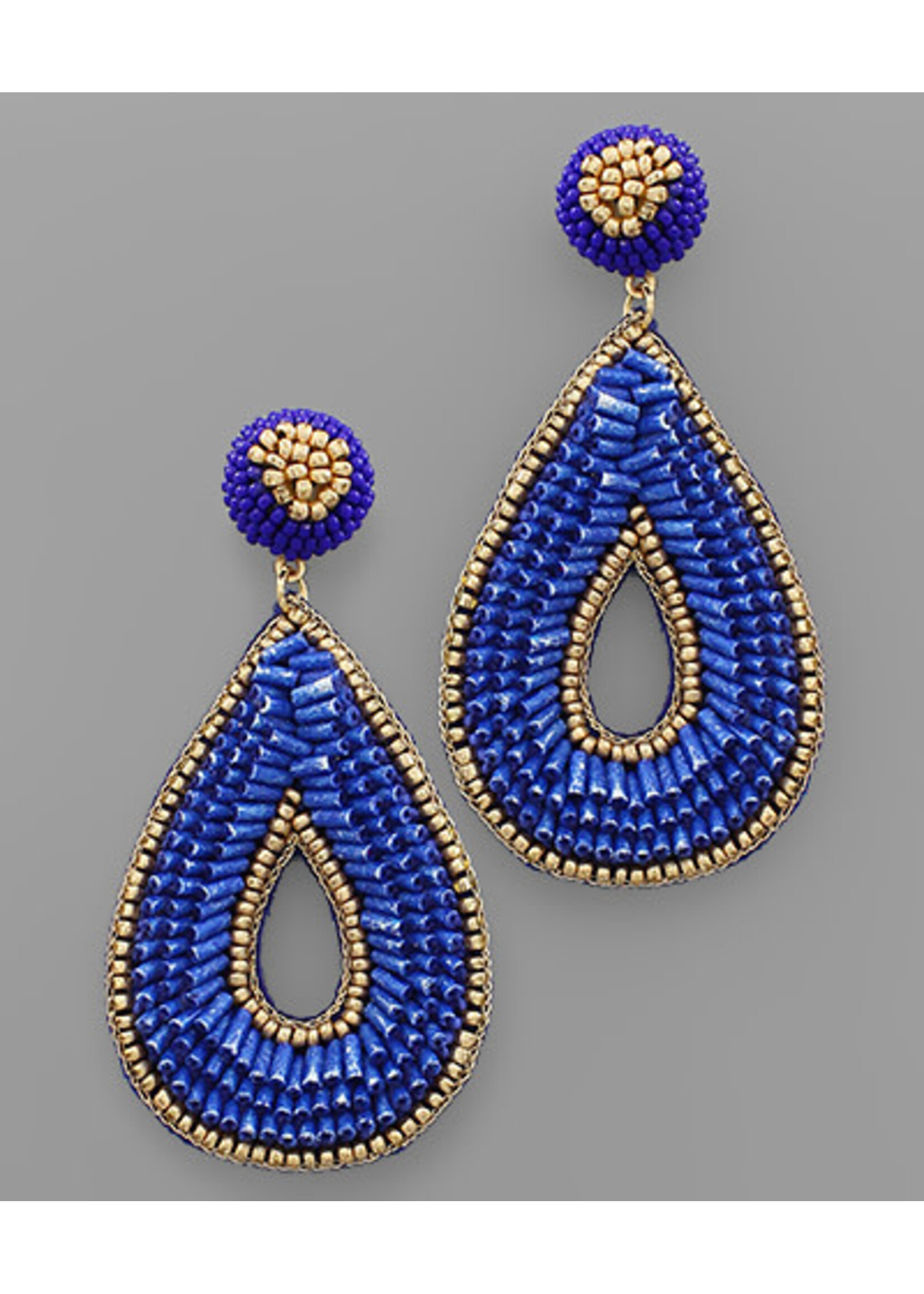 Bugle Beaded Teardrop Earrings