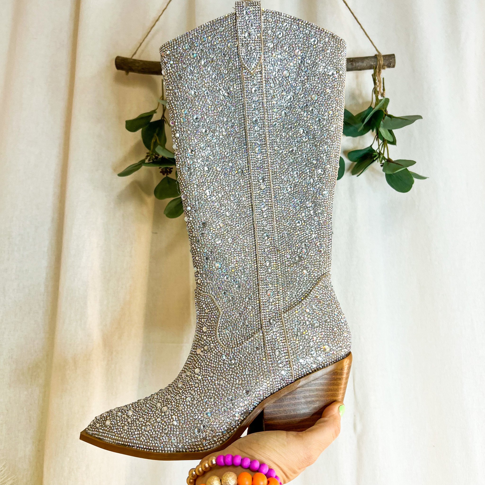 Iridescent cowboy shop boots