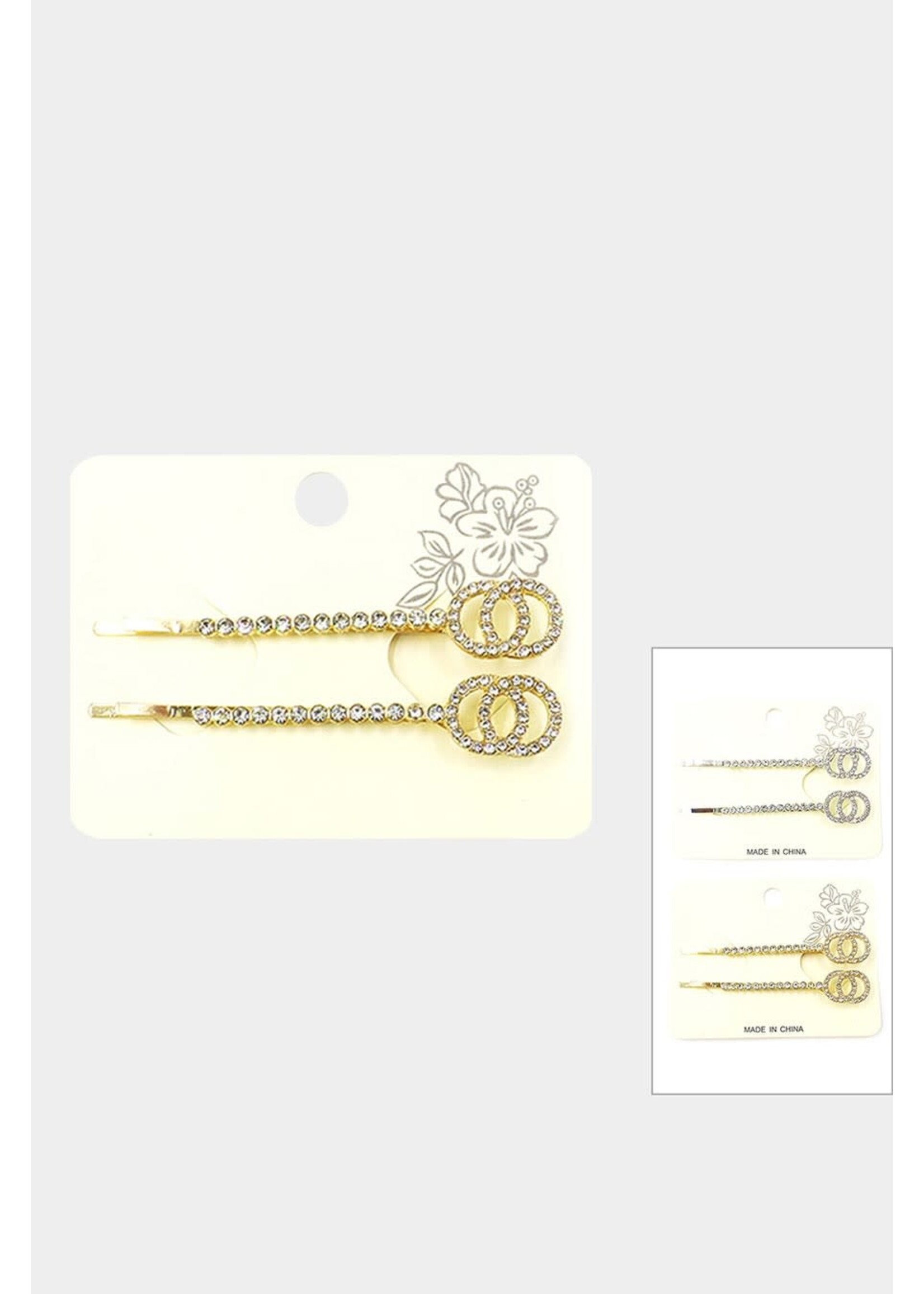 Double Circle Rhinestone Bobby Pin