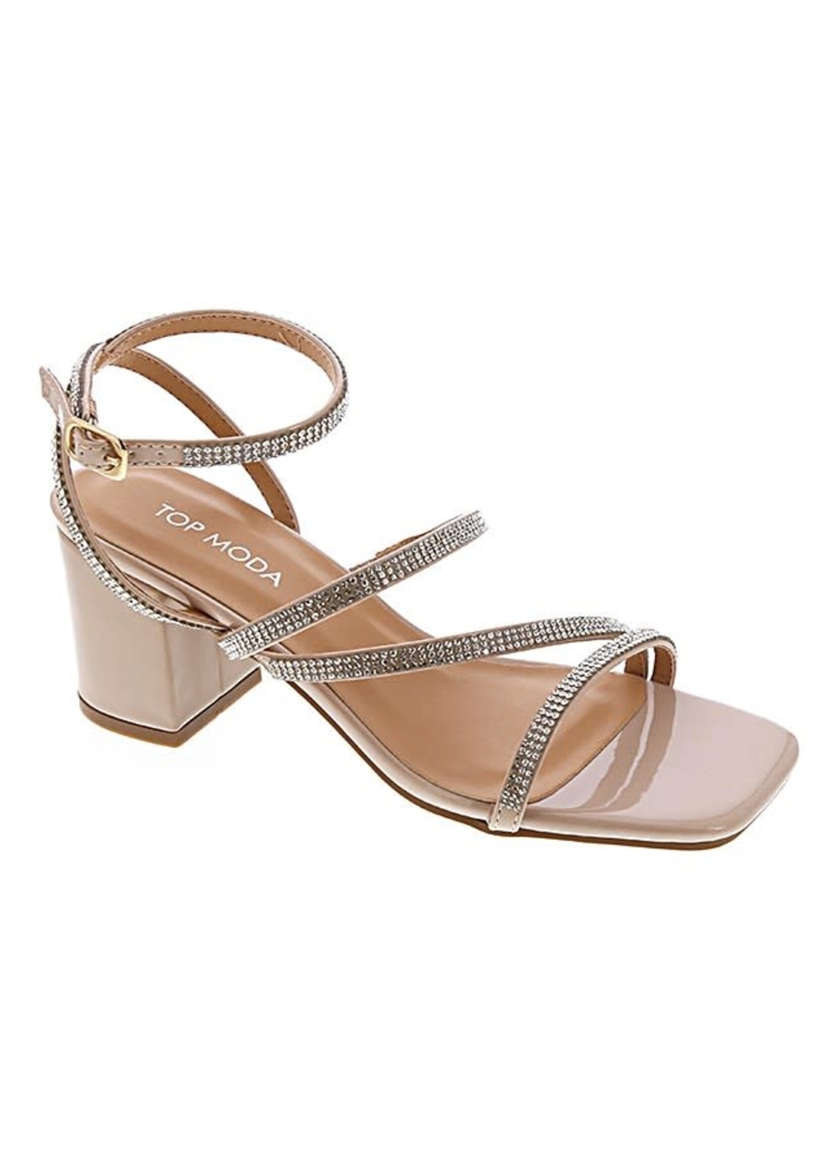 Ali Rhinestone Strappy Block Heel