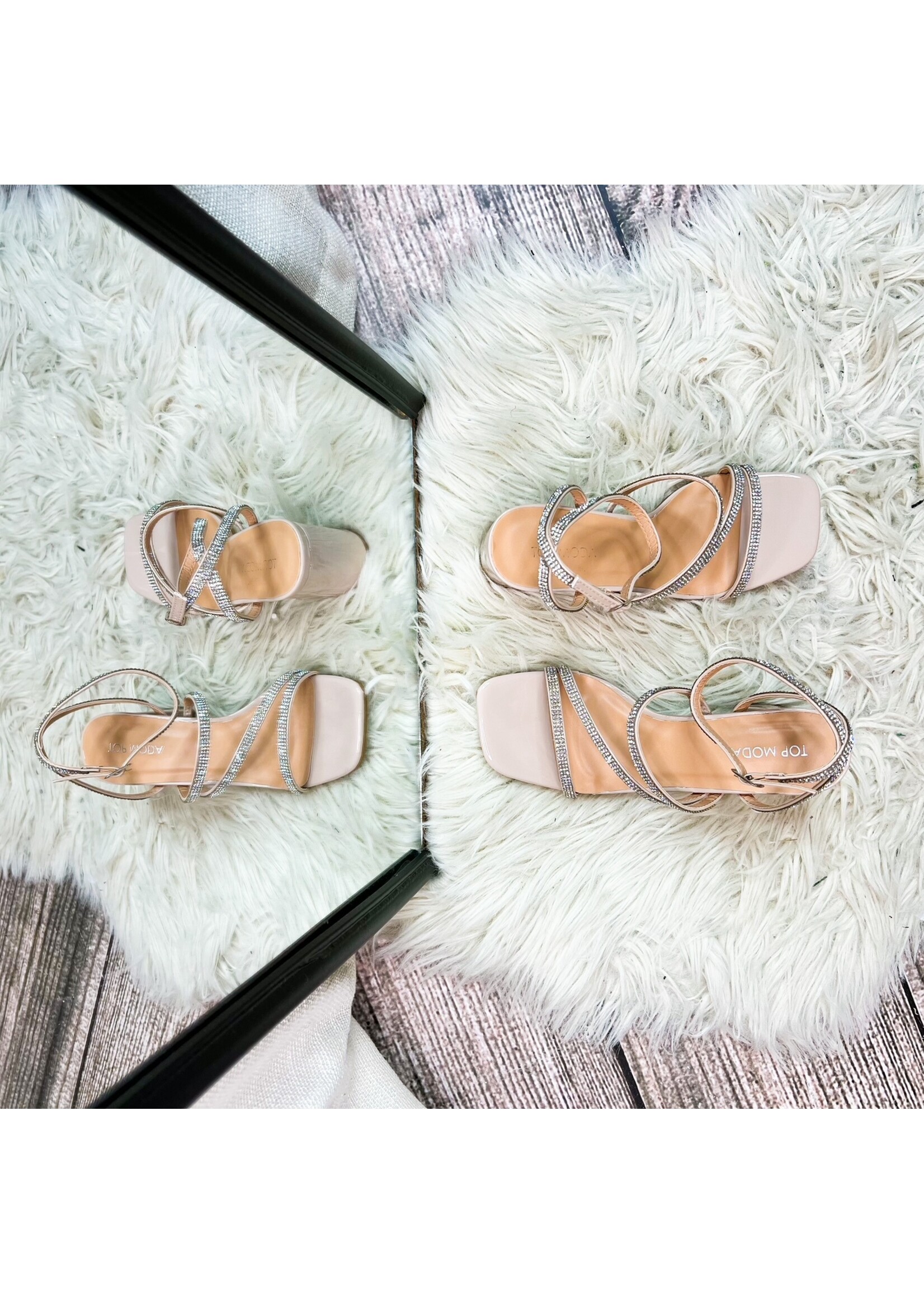 Ali Rhinestone Strappy Block Heel