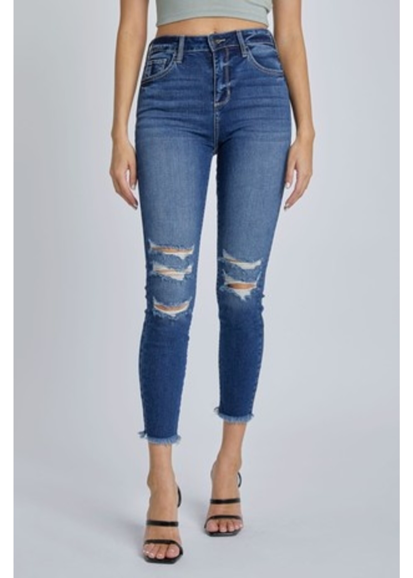 High Rise Crop Skinny Frayed Hem