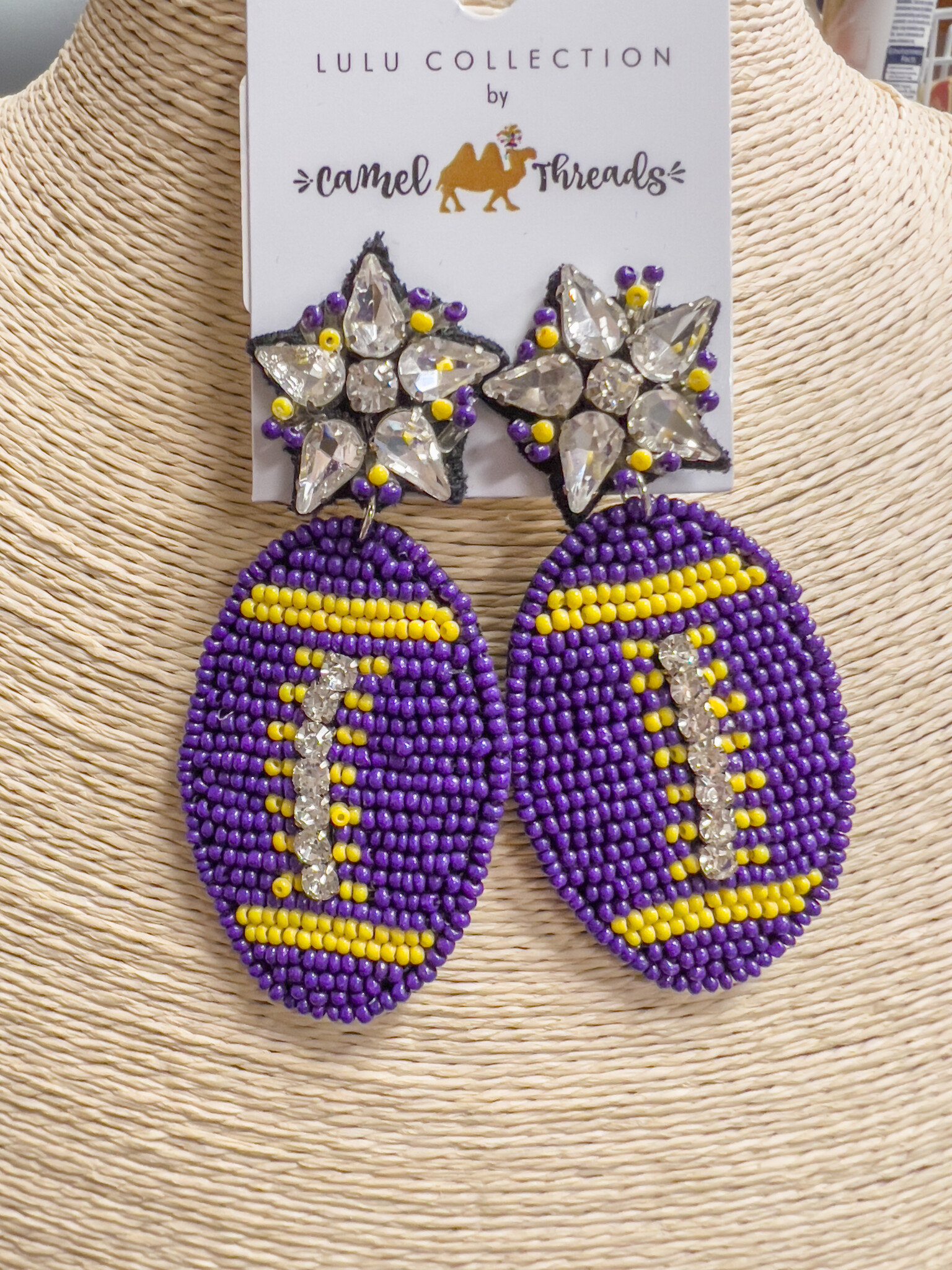 Beaded Football EAR The Cherry Lane Boutique