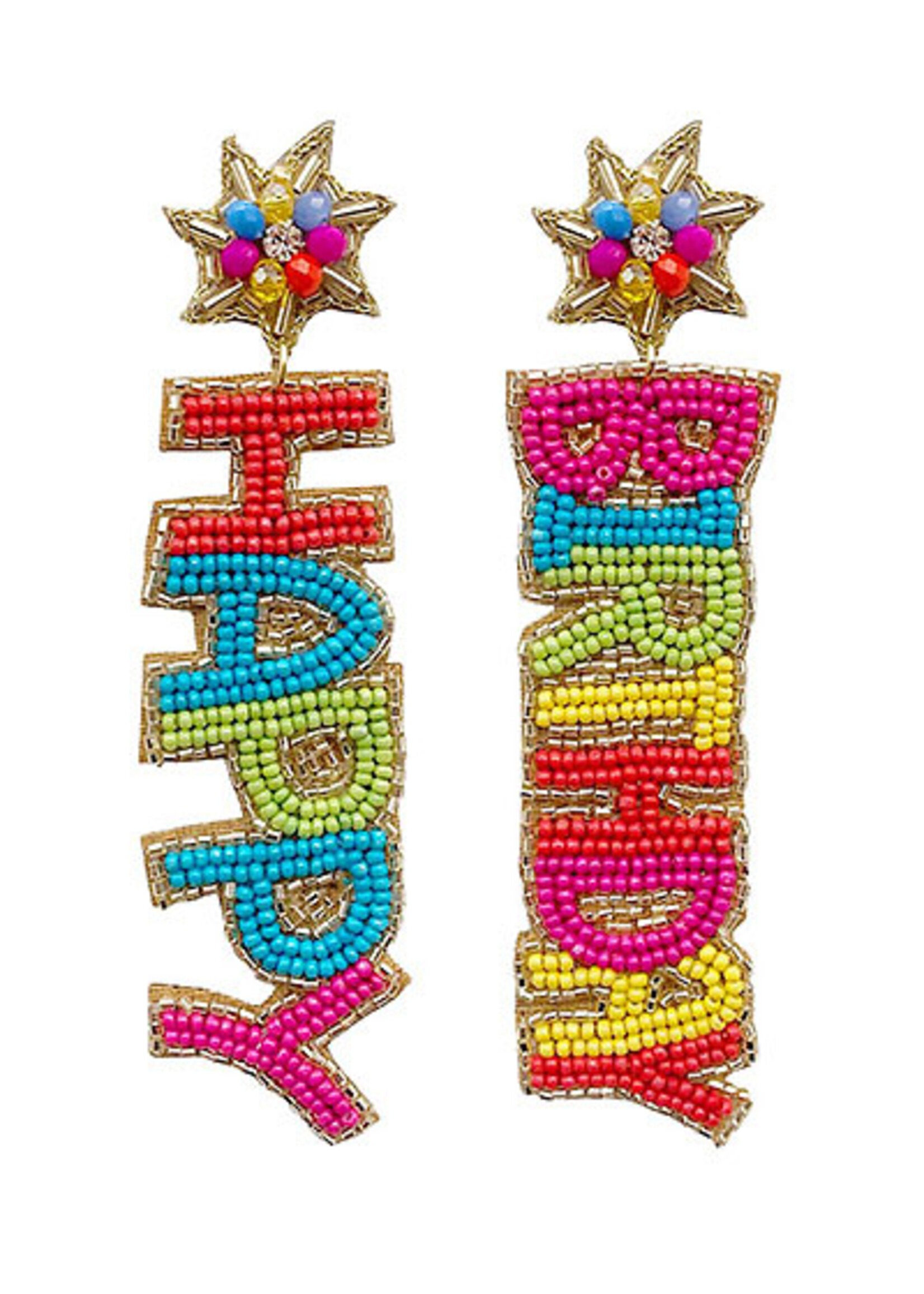 Happy Birthday Beaded Vertical EAR