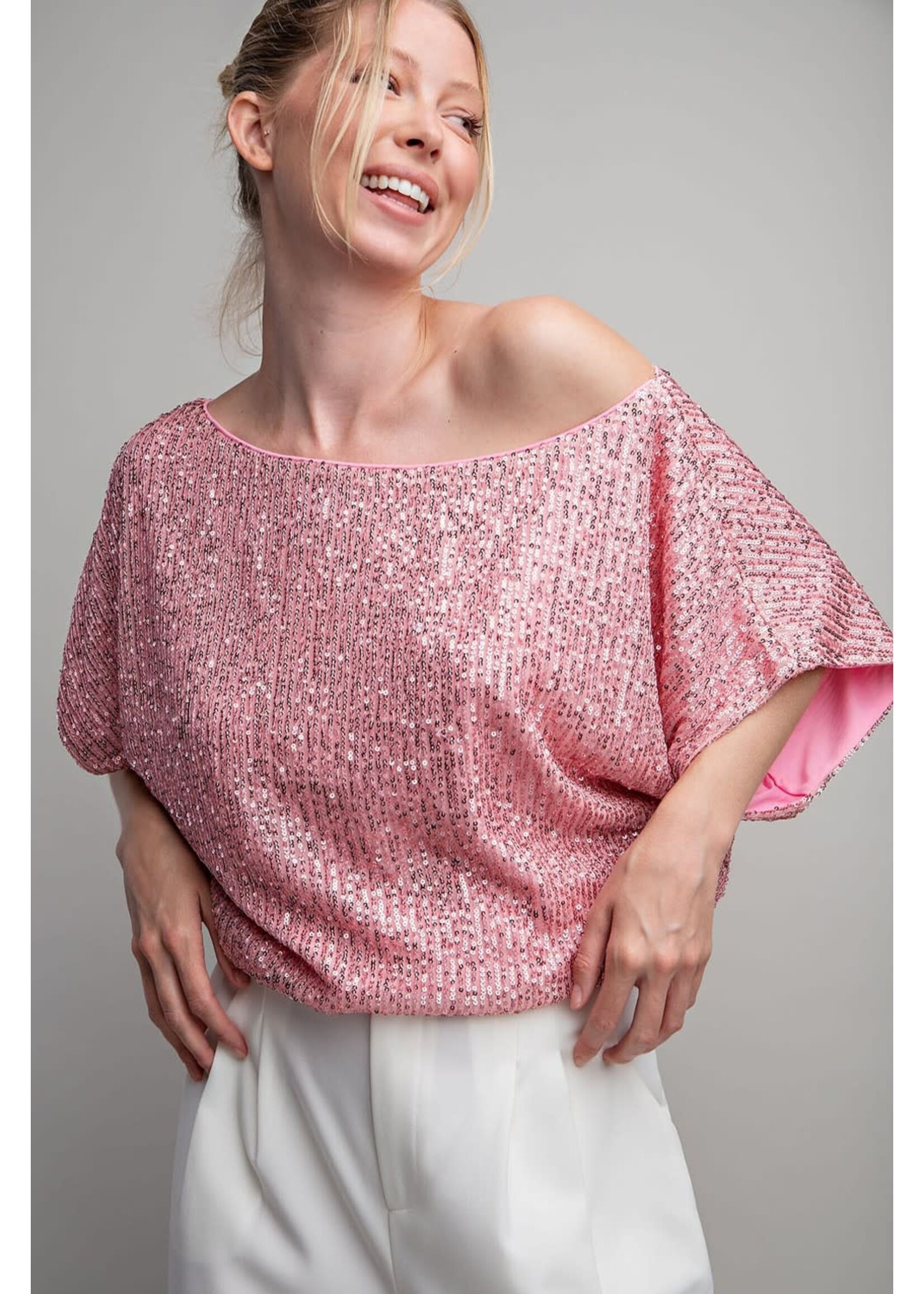 Glitter Wide Neck Top