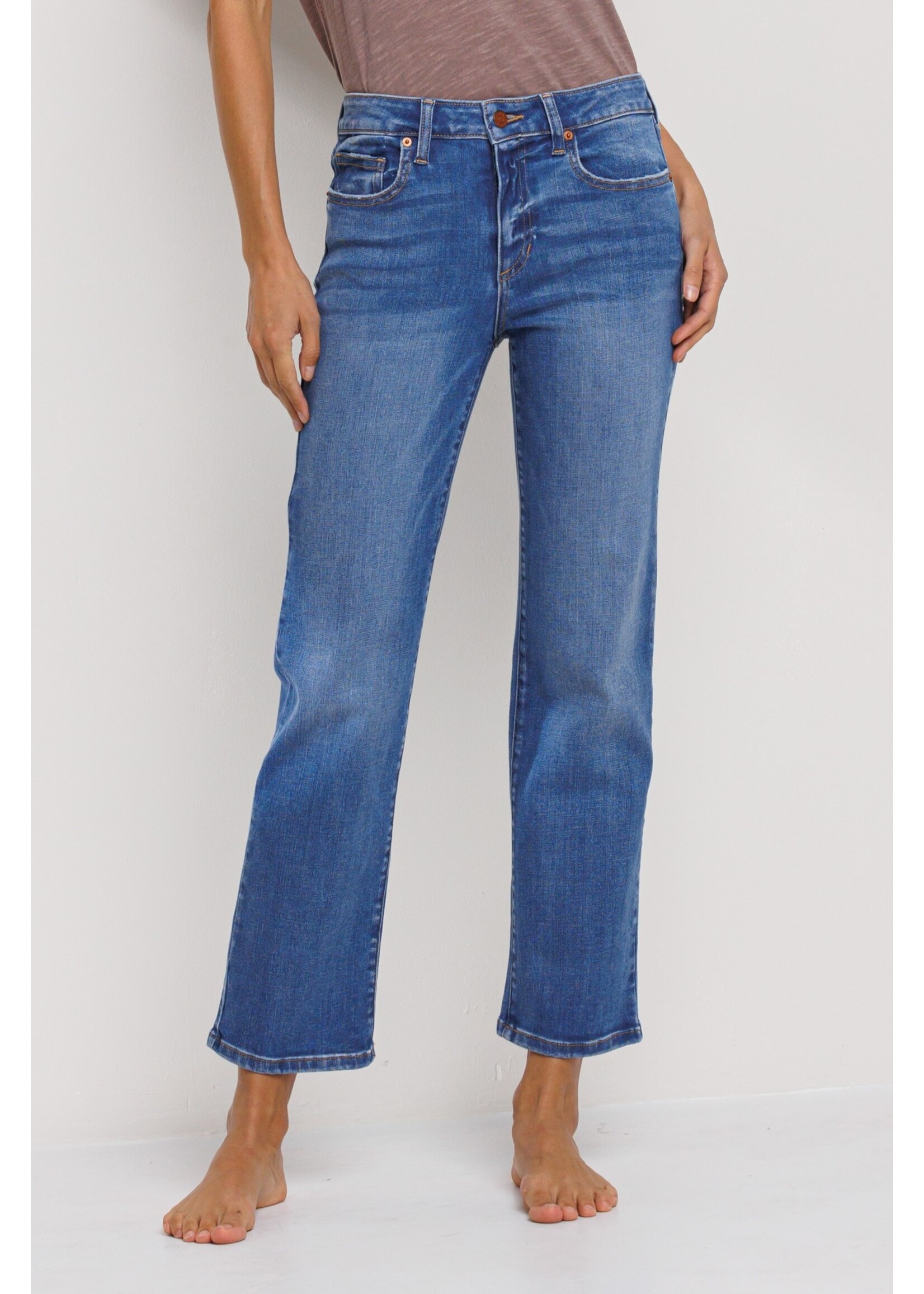 Mid Rise Slim Straight Jeans