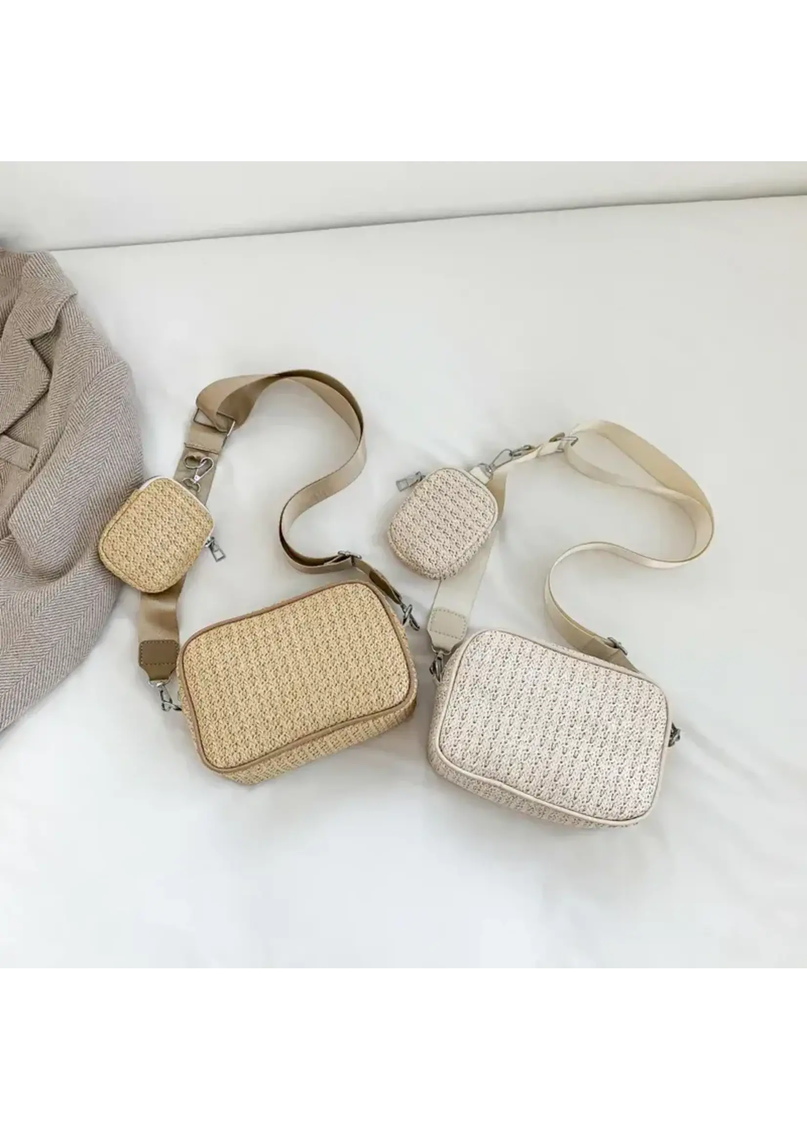 nihao Raffia Cross Body W/ Detachable Pouch