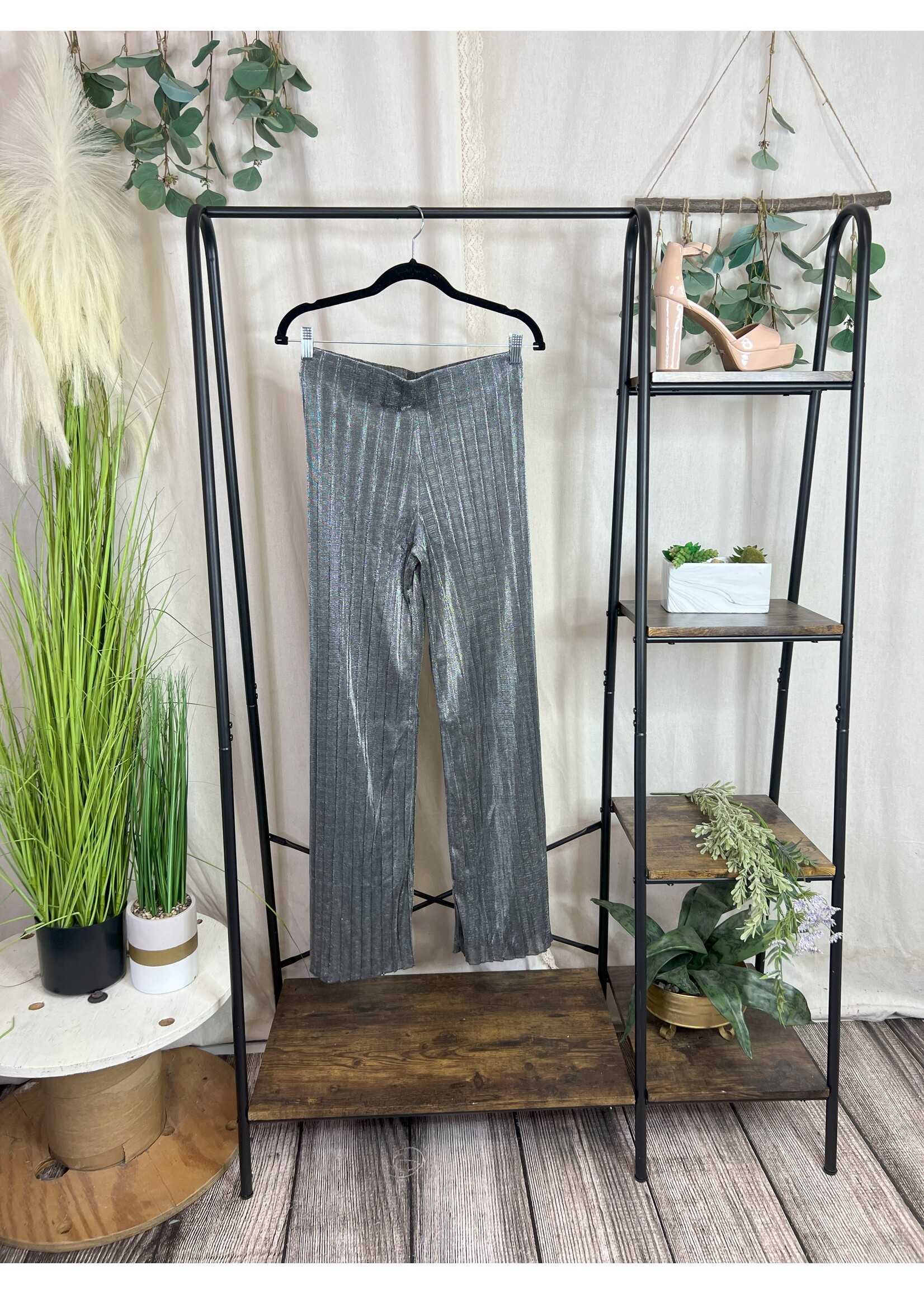 Pleated Metallic Pants