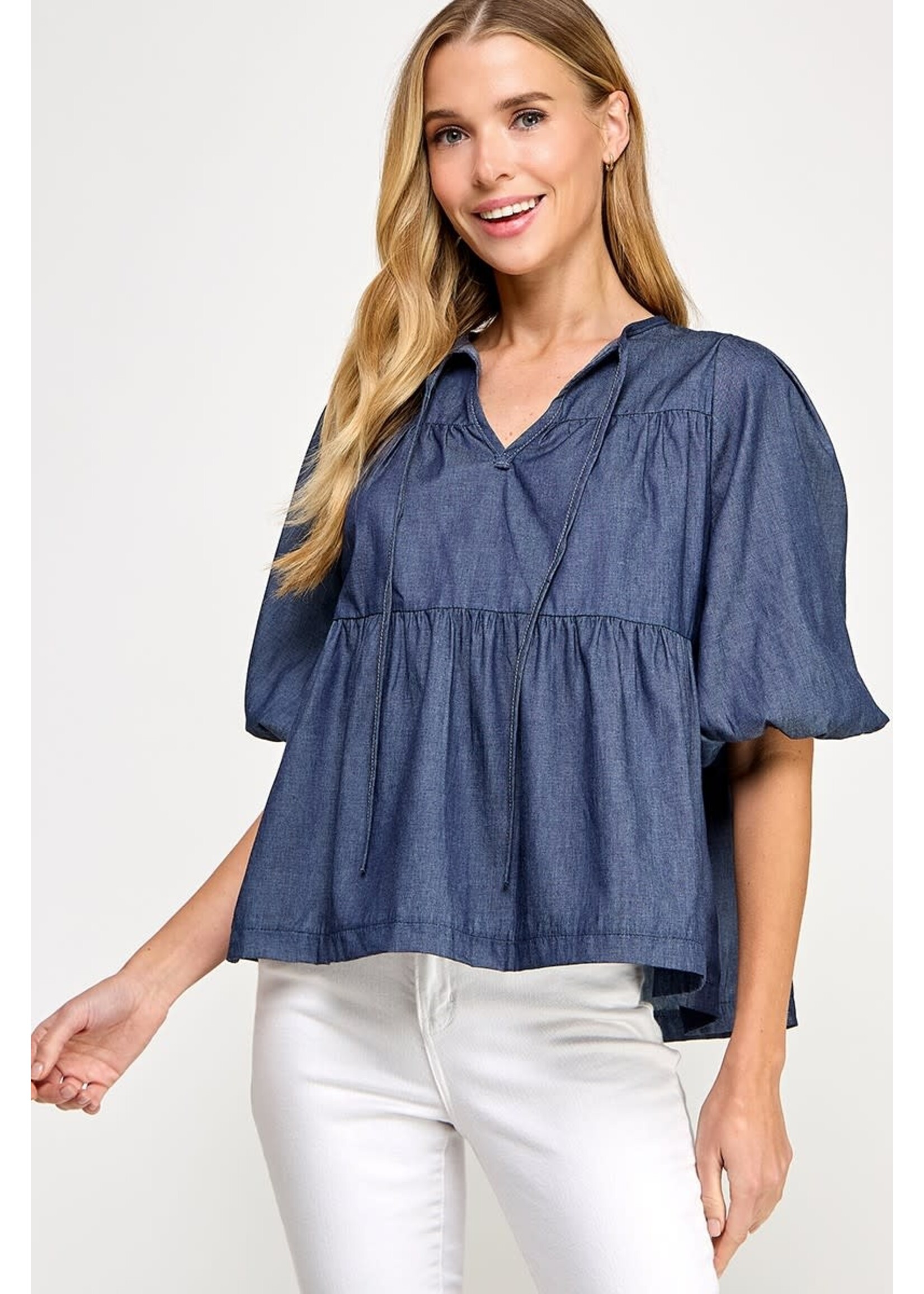 Tied In Denim Top