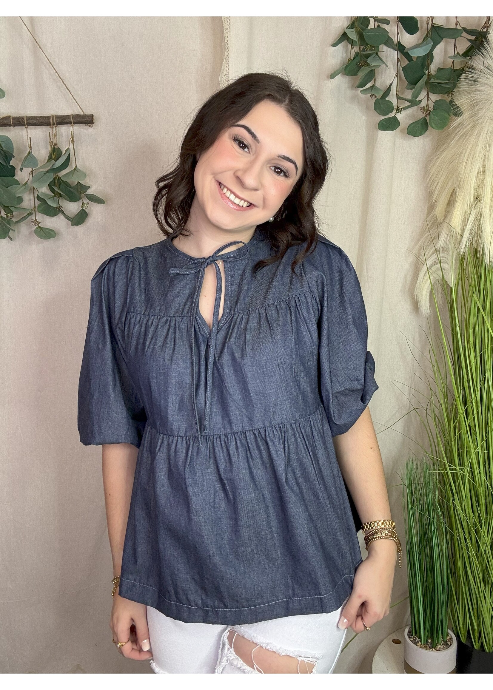 Tied In Denim Top