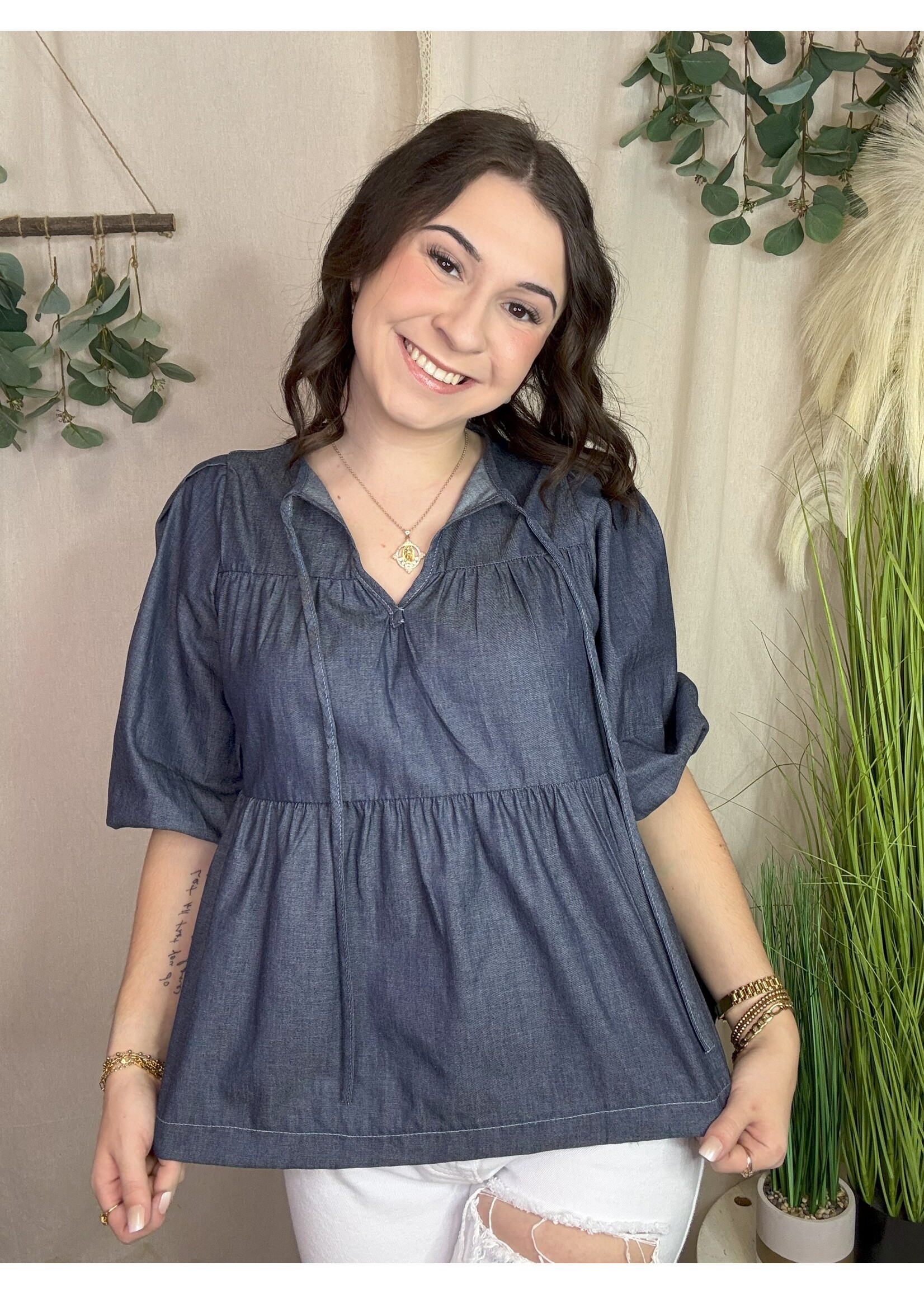 Tied In Denim Top