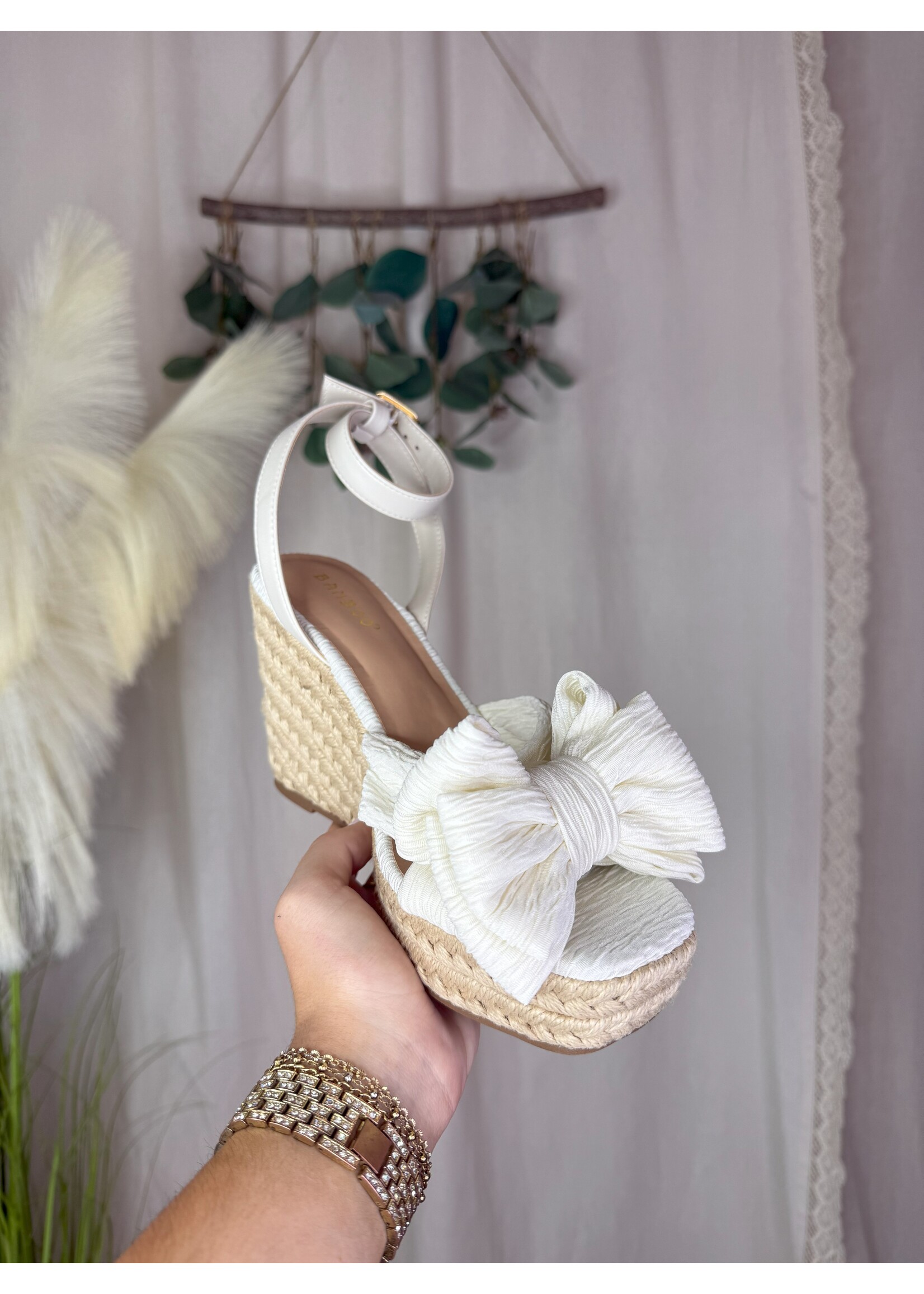 Attire-08 Fabric Bow Wedge