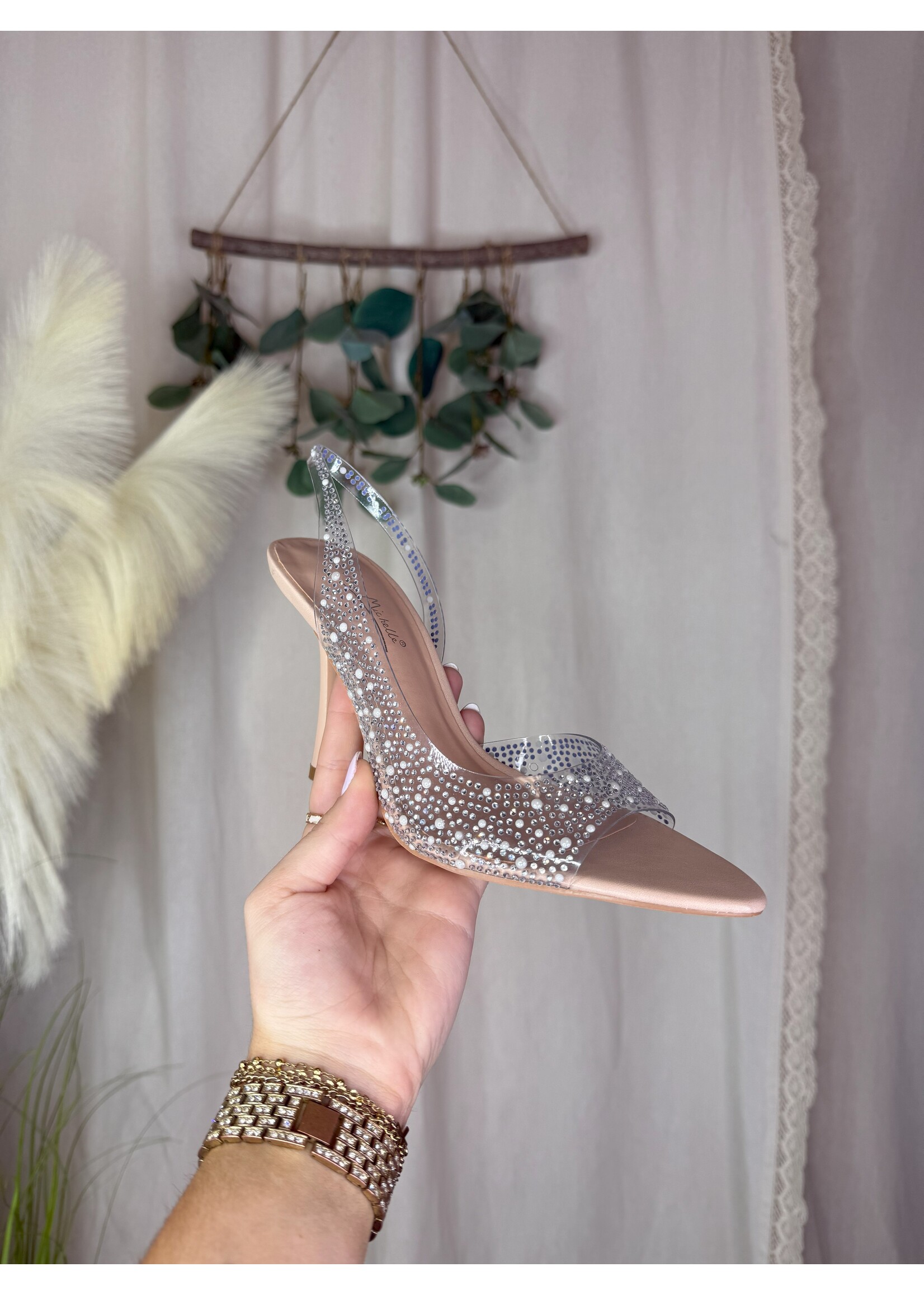 Trace-12 Clear Stone Pointed Heel