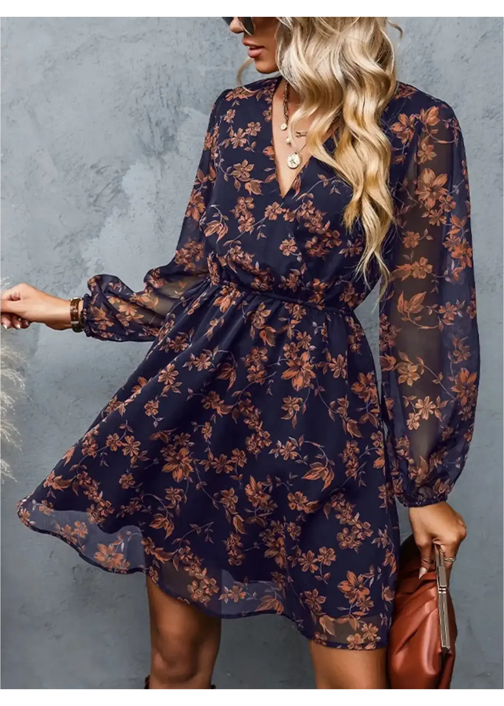 Wholesalesir Chiffon Printed Floral Dress