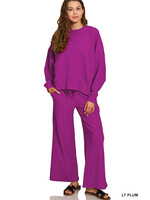 Ribbed Round Neck LS Shirt & Pants Set