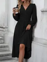 Wholesalesir V-Neck Lantern Sleeve Dress