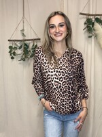 Wholesalesir V-Neck Leopard Print Casual Long Sleeved Top